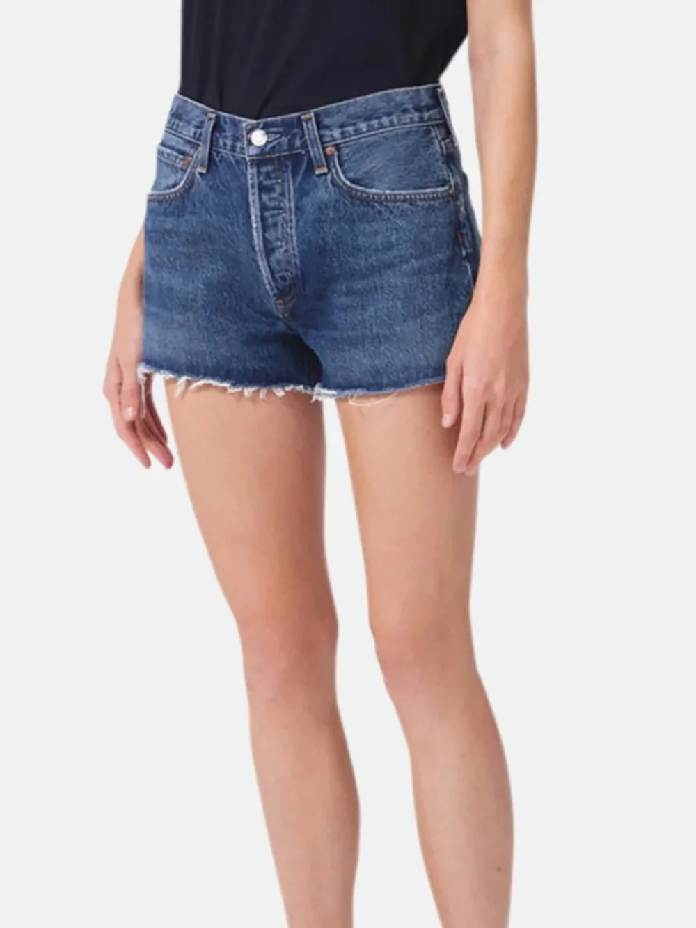 AGOLDE Parker Vintage Cutoff Denim Shorts in Caution